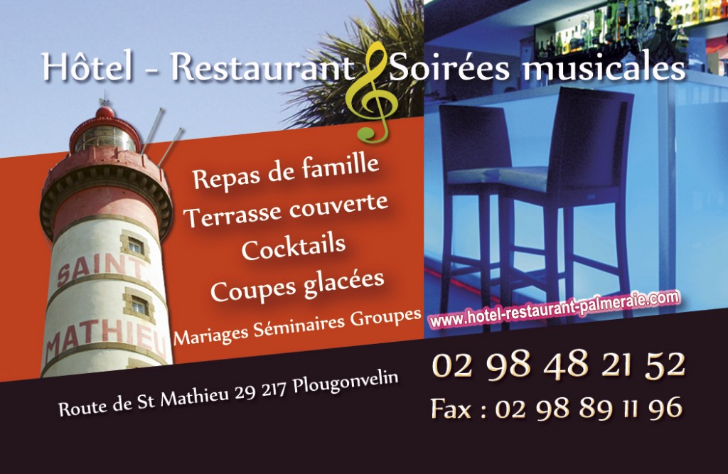 Création carte de visite pour le restaurant La Palmeraie de Plougonvelin par Papillon Déco & Com (Brest) 